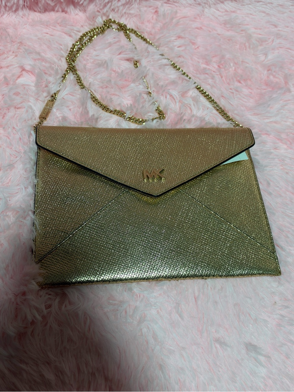 Michael Kors Barbara Gold Envelope Shoulder Bag